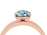 Rose gold Pear Cut Aquamarine Milgrain Pavé Engagement Ring with Four-Prong Setting_4