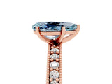 Rose gold Pear Cut Aquamarine Milgrain Pavé Engagement Ring with Four-Prong Setting_5