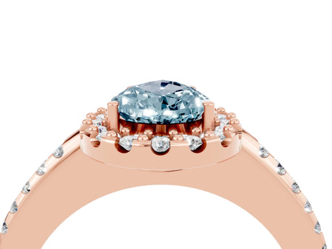 Rose gold Pear Cut Aquamarine Pavé Halo Ring with Four-Prong Setting_16