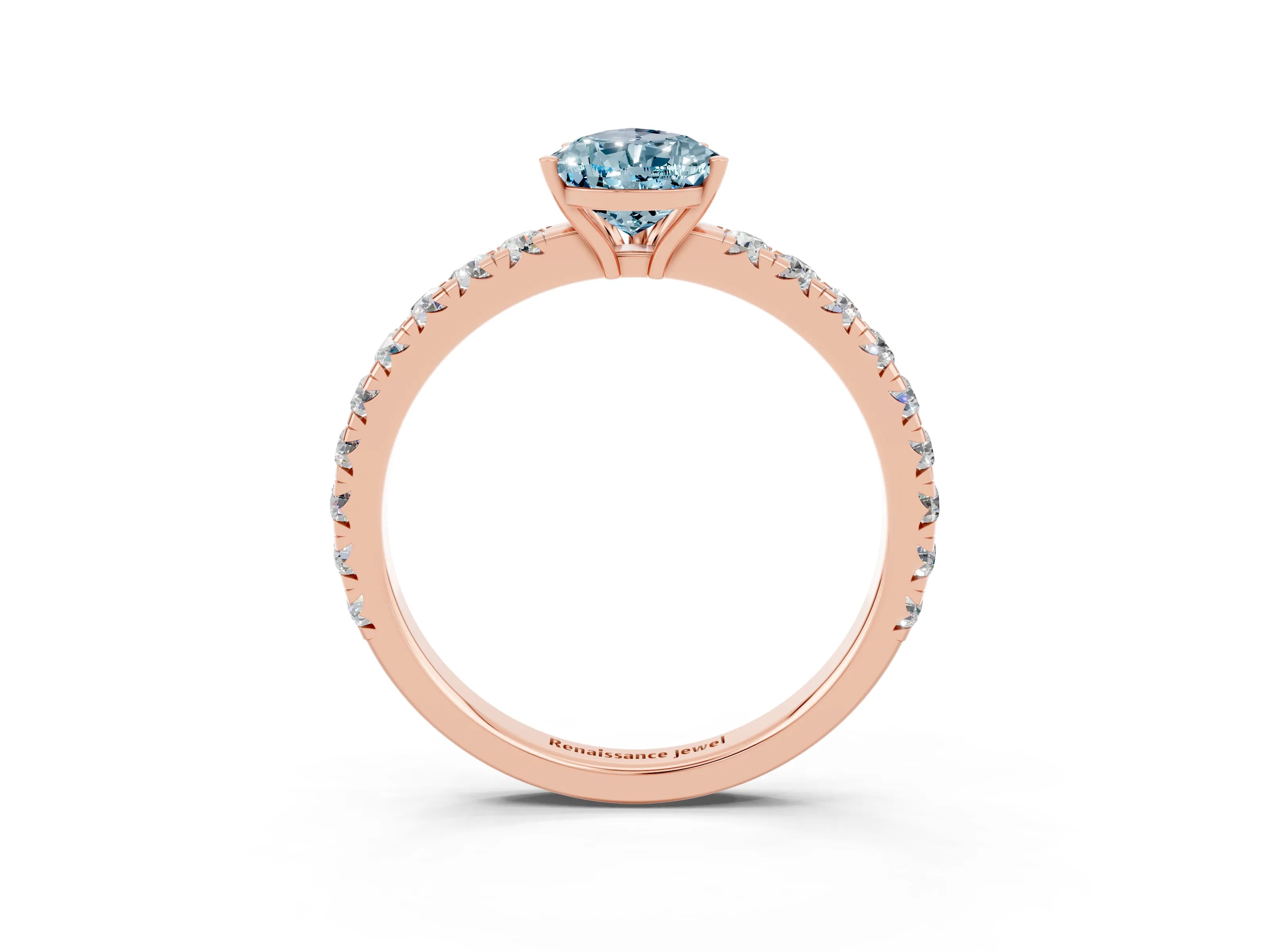 Rose gold Pear Cut Aquamarine Pavé Solitaire Engagement Ring with Four-Prong Setting_15