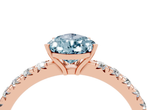 Rose gold Pear Cut Aquamarine Pavé Solitaire Engagement Ring with Four-Prong Setting_16