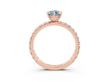 Rose gold Pear Cut Aquamarine Pavé Solitaire Ring with Round Band and Prong Setting_27