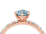 Rose gold Pear Cut Aquamarine Pavé Solitaire Ring with Round Band and Prong Setting_28