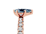 Rose gold Pear Cut Aquamarine Pavé Solitaire Ring with Round Band and Prong Setting_29