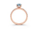 Rose gold Pear Cut Aquamarine Pave Band Solitaire Ring with Four-Prong Setting_27