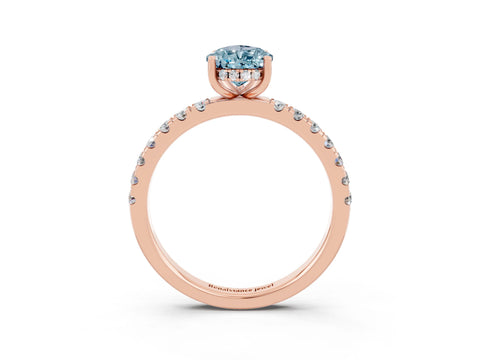 Rose gold Pear Cut Aquamarine Pave Band Solitaire Ring with Four-Prong Setting_27