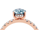 Rose gold Pear Cut Aquamarine Pave Band Solitaire Ring with Four-Prong Setting_28