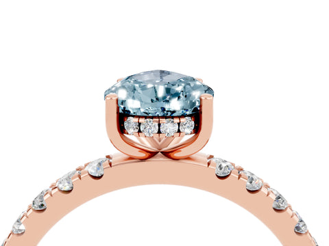 Rose gold Pear Cut Aquamarine Pave Band Solitaire Ring with Four-Prong Setting_28