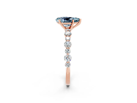 Rose gold Pear Cut Aquamarine Prong Set Engagement Ring with Pavé Band_2