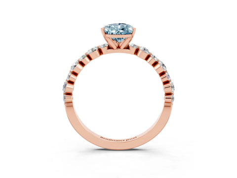 Rose gold Pear Cut Aquamarine Prong Set Engagement Ring with Pavé Band_3