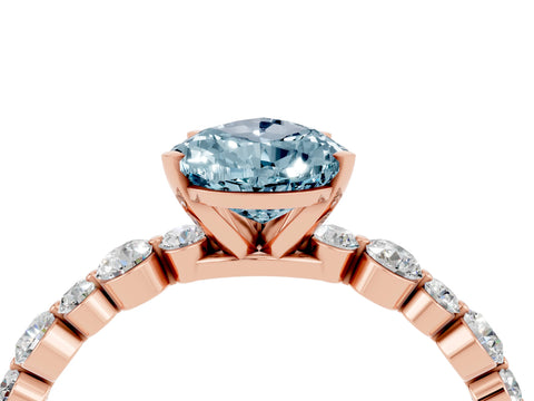 Rose gold Pear Cut Aquamarine Prong Set Engagement Ring with Pavé Band_4
