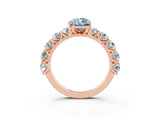 Rose gold Pear Cut Aquamarine Prong Setting with Side Stones on a Pave Band_3