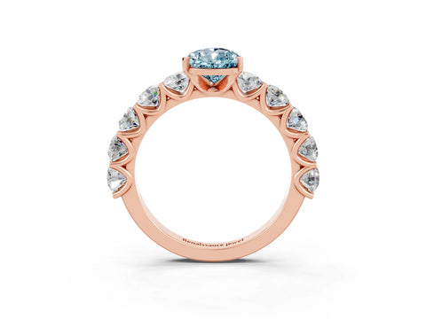 Rose gold Pear Cut Aquamarine Prong Setting with Side Stones on a Pave Band_3