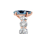 Rose gold Pear Cut Aquamarine Prong Setting with Side Stones on a Pave Band_5