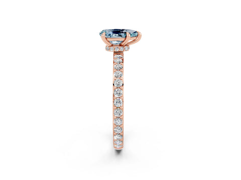 Rose gold Pear Cut Aquamarine Ring with Pavé Band and Four-Prong Setting_2