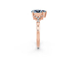 Rose gold Pear Cut Aquamarine Ring with Side Stones and Four-Prong Setting_38