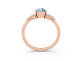 Rose gold Pear Cut Aquamarine Ring with Side Stones and Four-Prong Setting_39