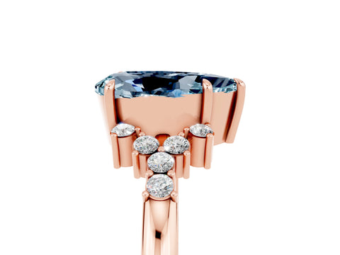 Rose gold Pear Cut Aquamarine Ring with Side Stones and Four-Prong Setting_41