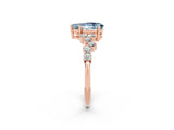 Rose gold Pear Cut Aquamarine Scattered Round Accent Ring with Prong Setting_14