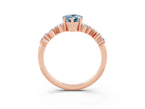 Rose gold Pear Cut Aquamarine Scattered Round Accent Ring with Prong Setting_15