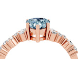 Rose gold Pear Cut Aquamarine Scattered Round Accent Ring with Prong Setting_16