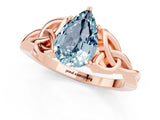 Rose gold Pear Cut Aquamarine Solitaire Celtic Knot Ring with Four-Prong Setting_13