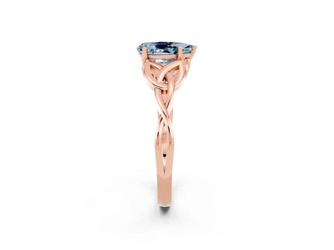 Rose gold Pear Cut Aquamarine Solitaire Celtic Knot Ring with Four-Prong Setting_14