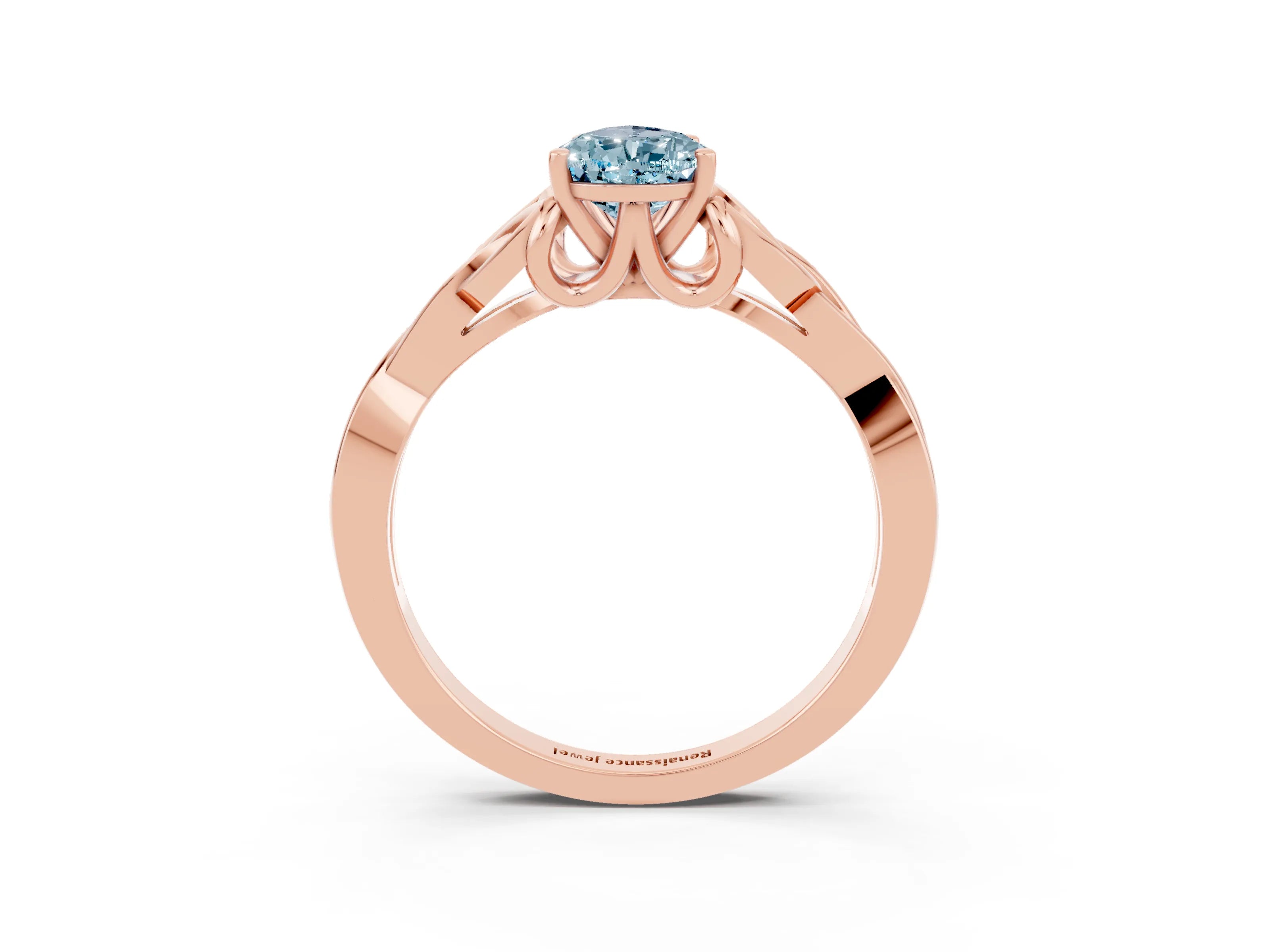 Rose gold Pear Cut Aquamarine Solitaire Celtic Knot Ring with Four-Prong Setting_15