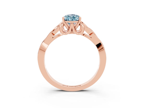 Rose gold Pear Cut Aquamarine Solitaire Celtic Knot Ring with Four-Prong Setting