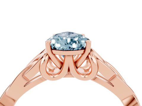 Rose gold Pear Cut Aquamarine Solitaire Celtic Knot Ring with Four-Prong Setting_16