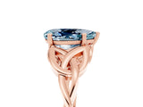 Rose gold Pear Cut Aquamarine Solitaire Celtic Knot Ring with Four-Prong Setting_17
