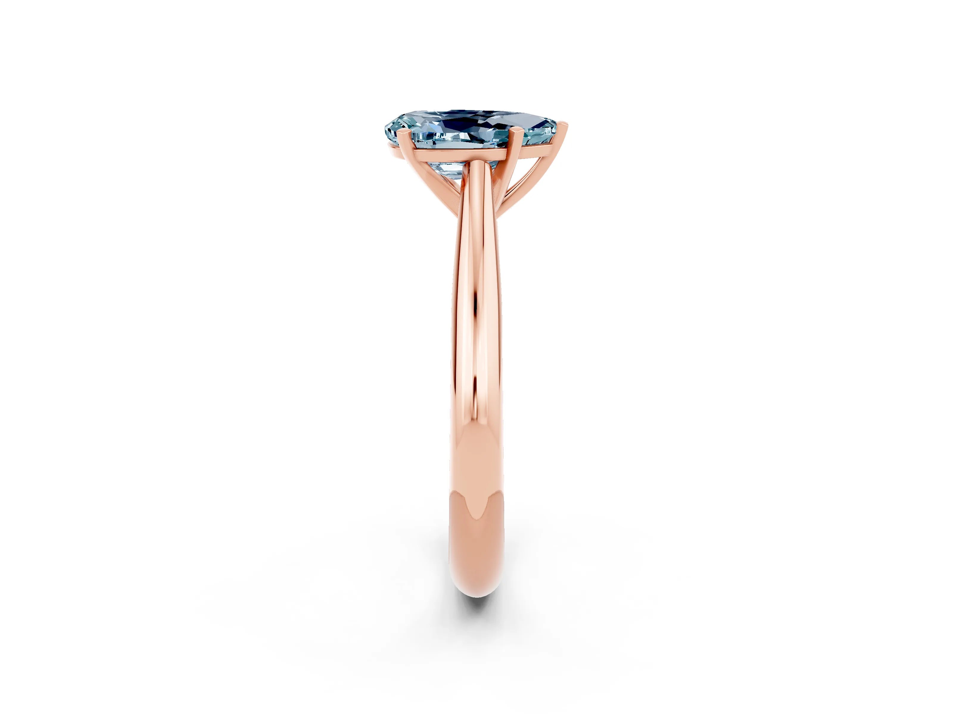 Rose gold Pear Cut Aquamarine Solitaire Engagement Ring with Cathedral Setting and Four-Prong Mount_14