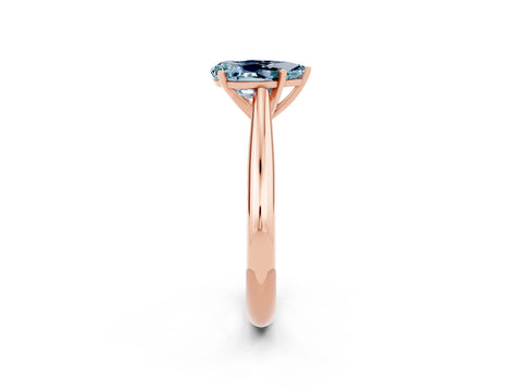 Rose gold Pear Cut Aquamarine Solitaire Engagement Ring with Cathedral Setting and Four-Prong Mount_14