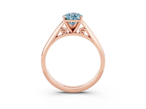 Rose gold Pear Cut Aquamarine Solitaire Engagement Ring with Cathedral Setting and Four-Prong Mount_15