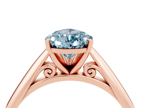 Rose gold Pear Cut Aquamarine Solitaire Engagement Ring with Cathedral Setting and Four-Prong Mount_16