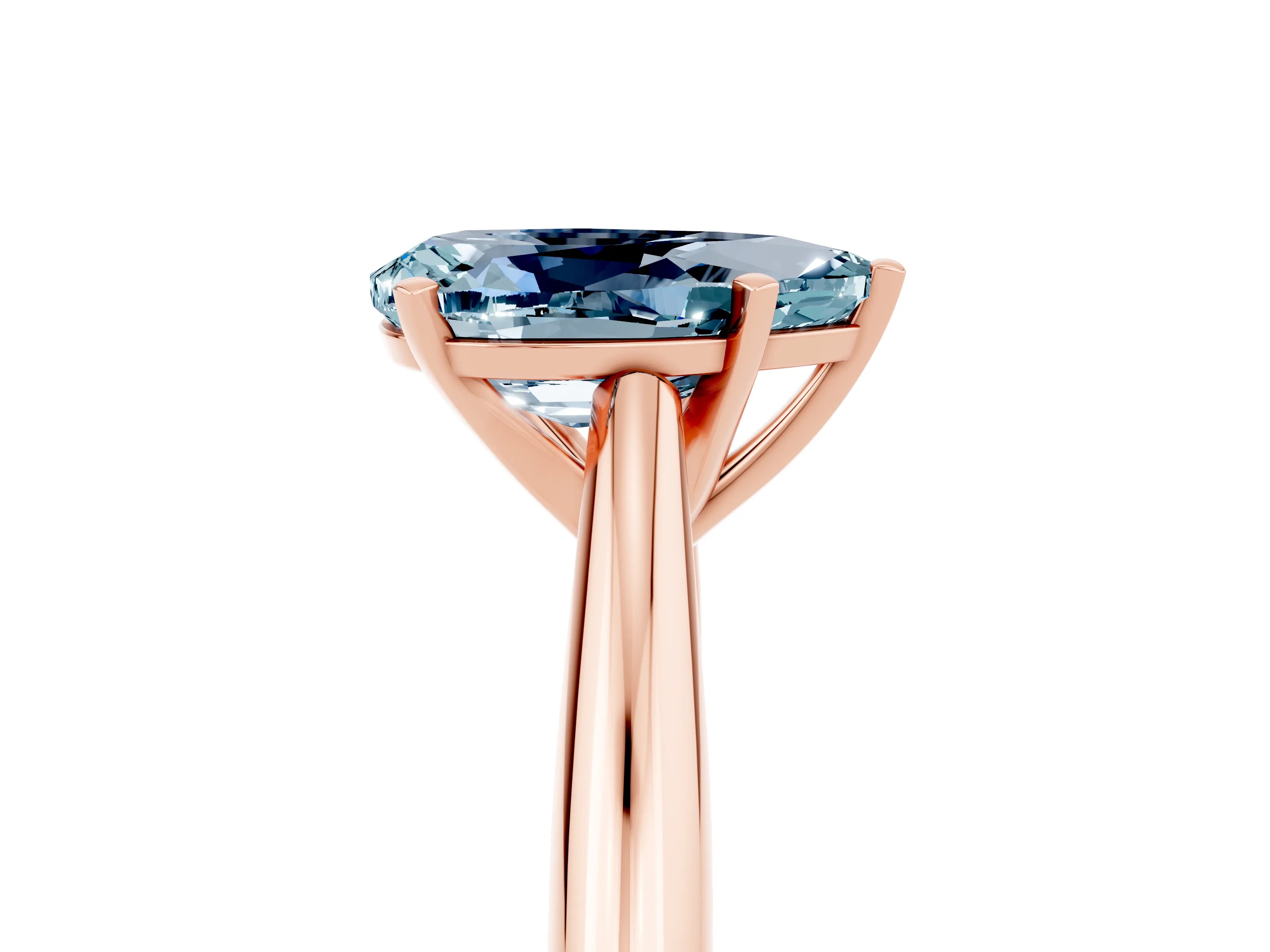 Rose gold Pear Cut Aquamarine Solitaire Engagement Ring with Cathedral Setting and Four-Prong Mount_17