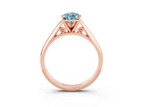 Rose gold Pear Cut Aquamarine Solitaire Engagement Ring with Cathedral Setting and Four-Prong Mount_21