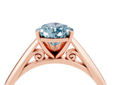 Rose gold Pear Cut Aquamarine Solitaire Engagement Ring with Cathedral Setting and Four-Prong Mount_22