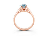 Rose gold Pear Cut Aquamarine Solitaire Engagement Ring with Cathedral Setting and Four-Prong Mount_27