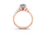 Rose gold Pear Cut Aquamarine Solitaire Engagement Ring with Cathedral Setting and Four-Prong Mount_87