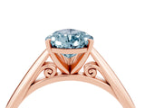 Rose gold Pear Cut Aquamarine Solitaire Engagement Ring with Cathedral Setting and Four-Prong Mount_88