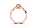 Rose gold Pear Cut Aquamarine Solitaire Engagement Ring with Celtic Knot Band and Four-Prong Setting_3