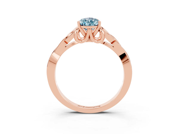 Rose gold Pear Cut Aquamarine Solitaire Engagement Ring with Celtic Knot Band and Four-Prong Setting