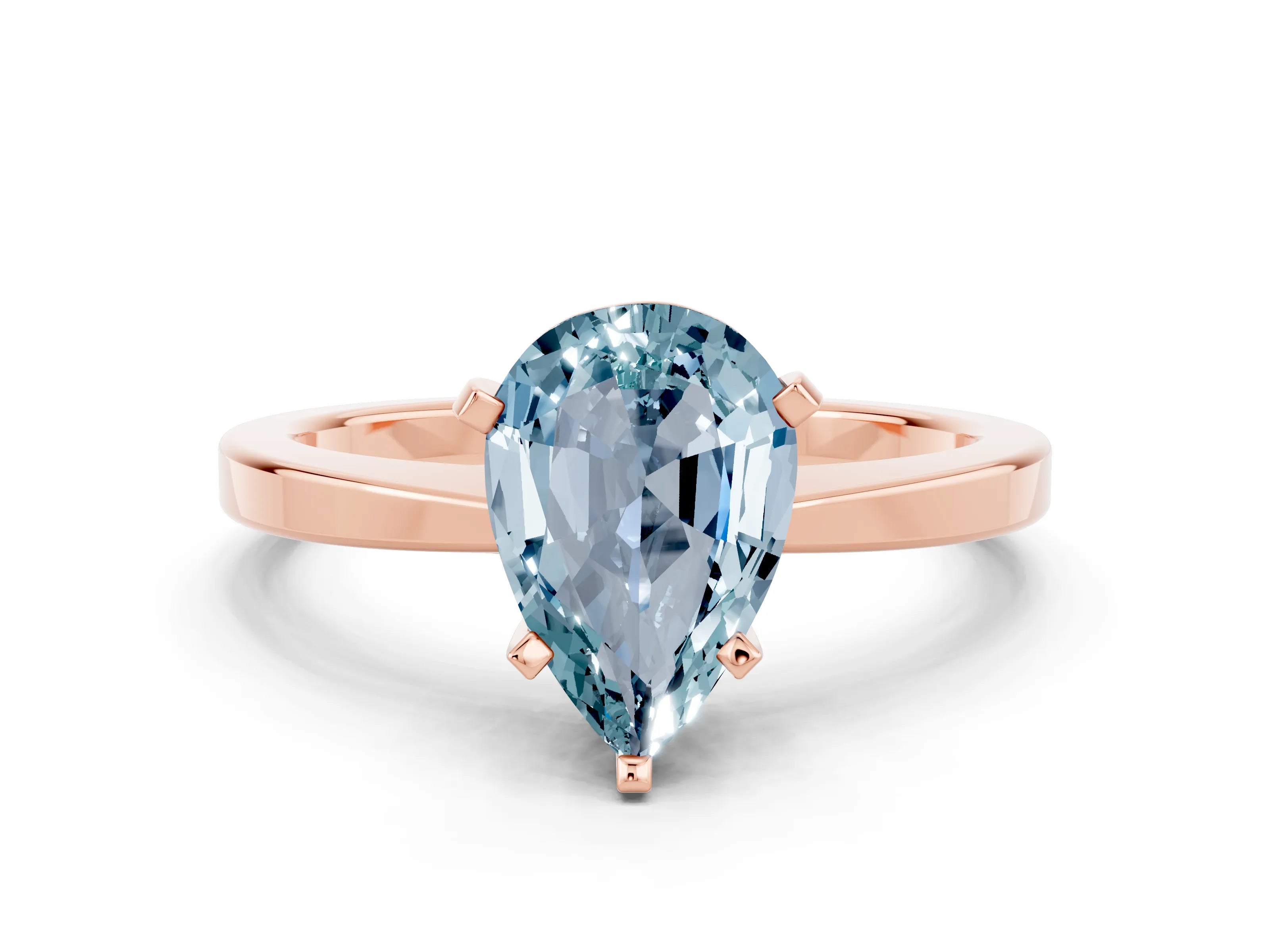 Rose gold Pear Cut Aquamarine Solitaire Engagement Ring with Classic Band and Four-Prong Setting_24