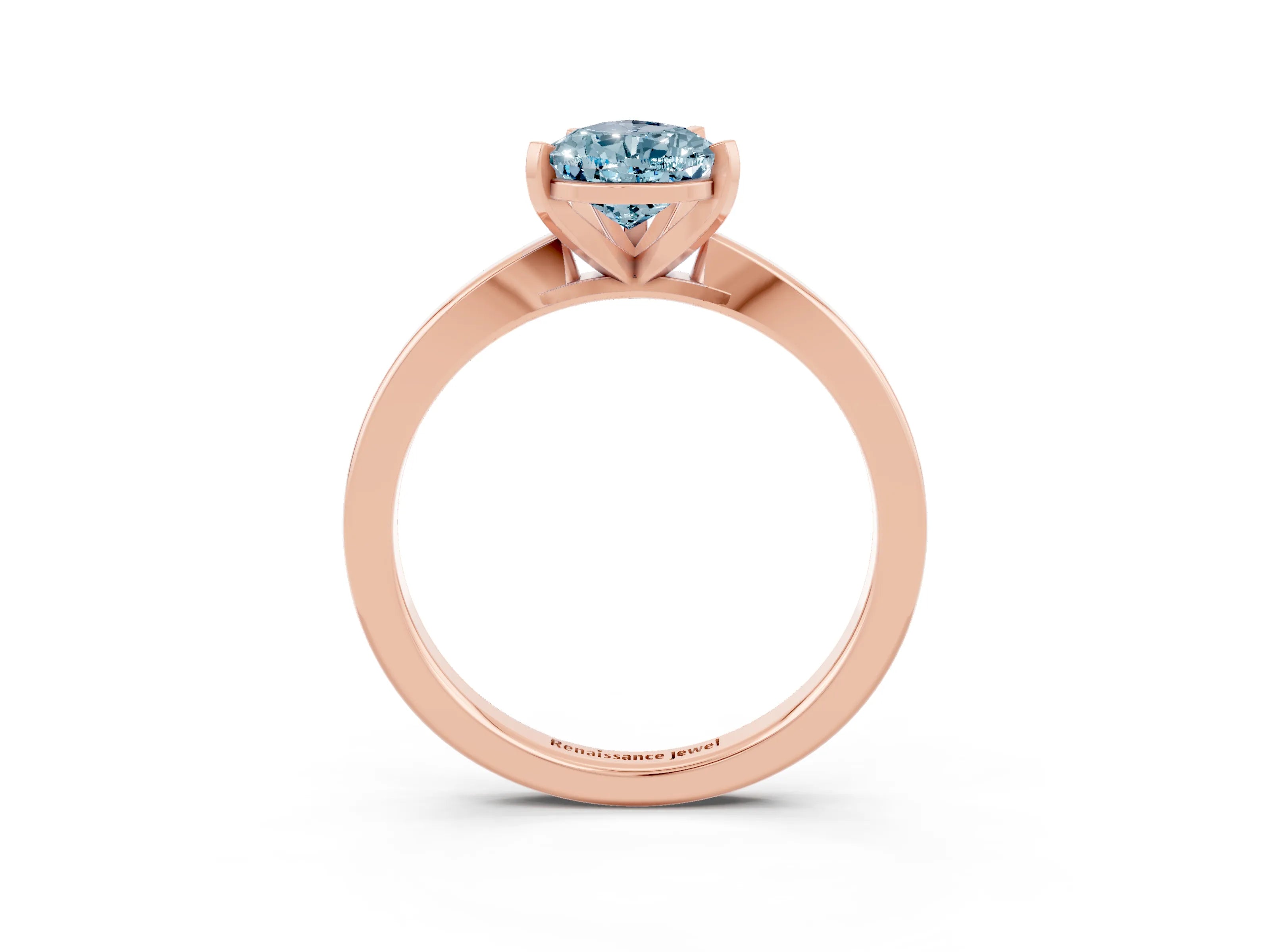 Rose gold Pear Cut Aquamarine Solitaire Engagement Ring with Classic Band and Four-Prong Setting_27