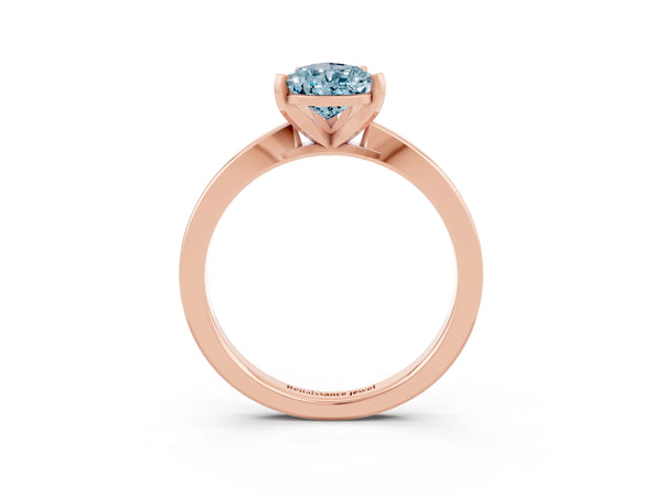 Rose gold Pear Cut Aquamarine Solitaire Engagement Ring with Classic Band and Four-Prong Setting