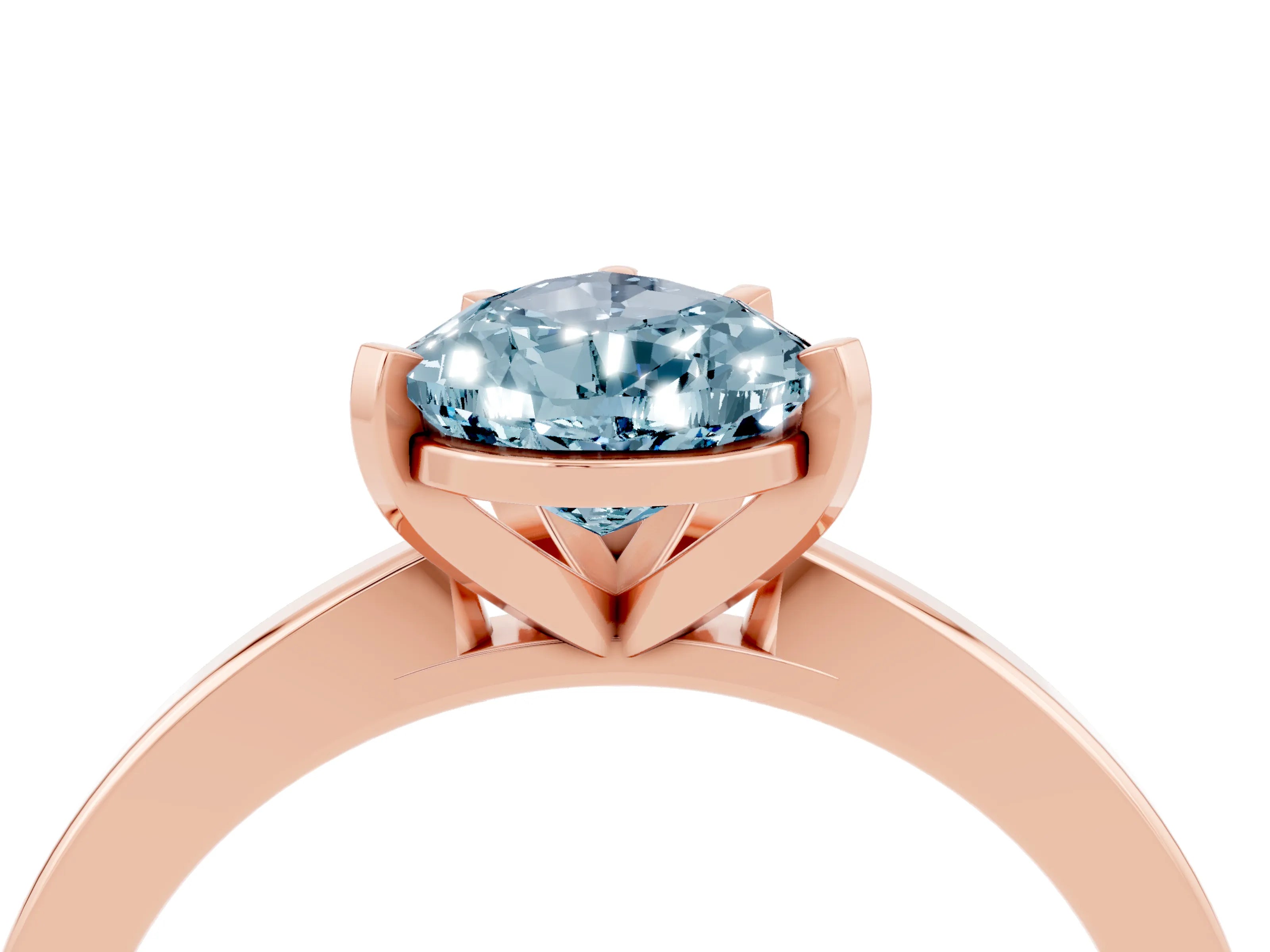 Rose gold Pear Cut Aquamarine Solitaire Engagement Ring with Classic Band and Four-Prong Setting_28