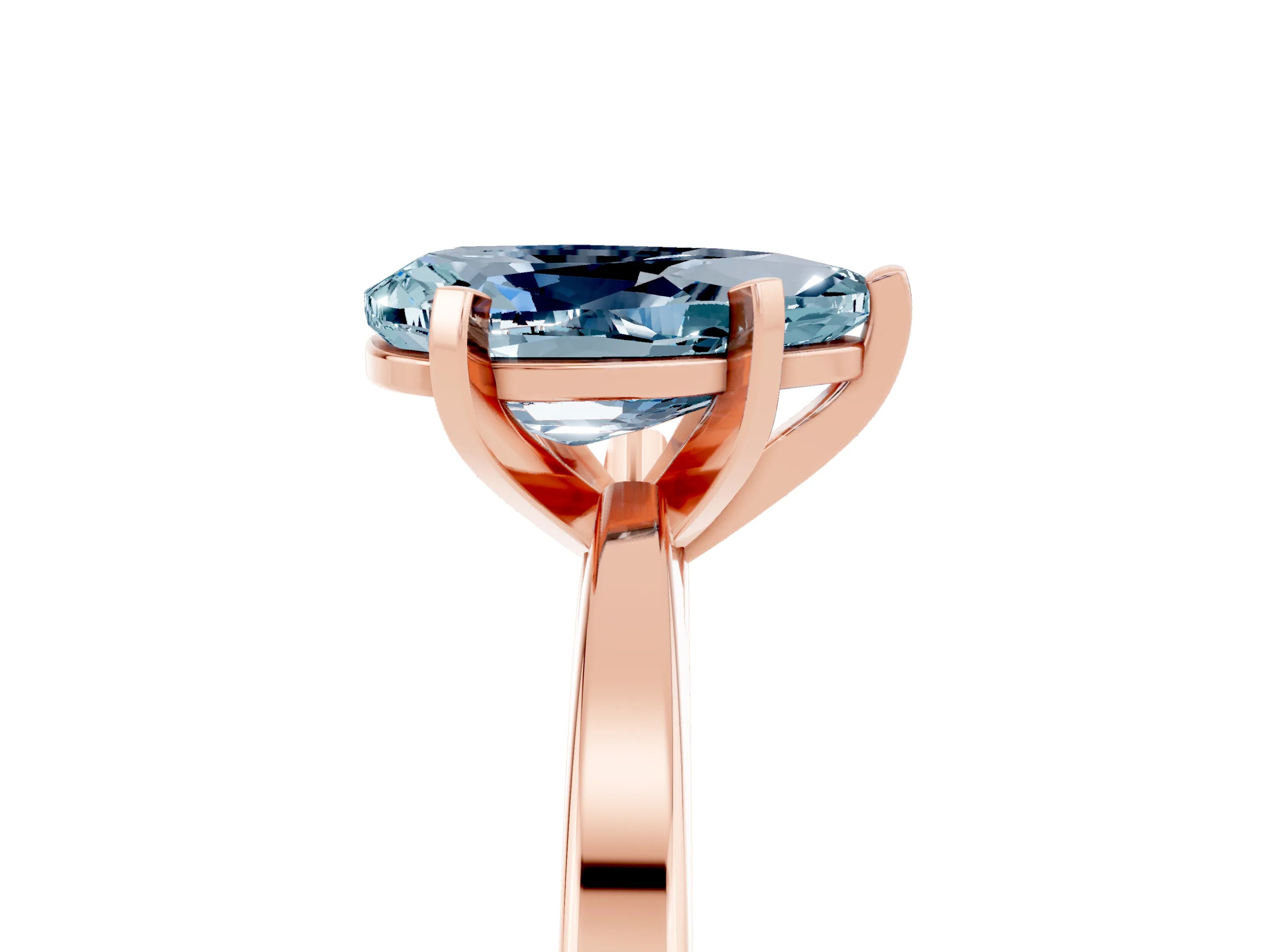 Rose gold Pear Cut Aquamarine Solitaire Engagement Ring with Classic Band and Four-Prong Setting_29