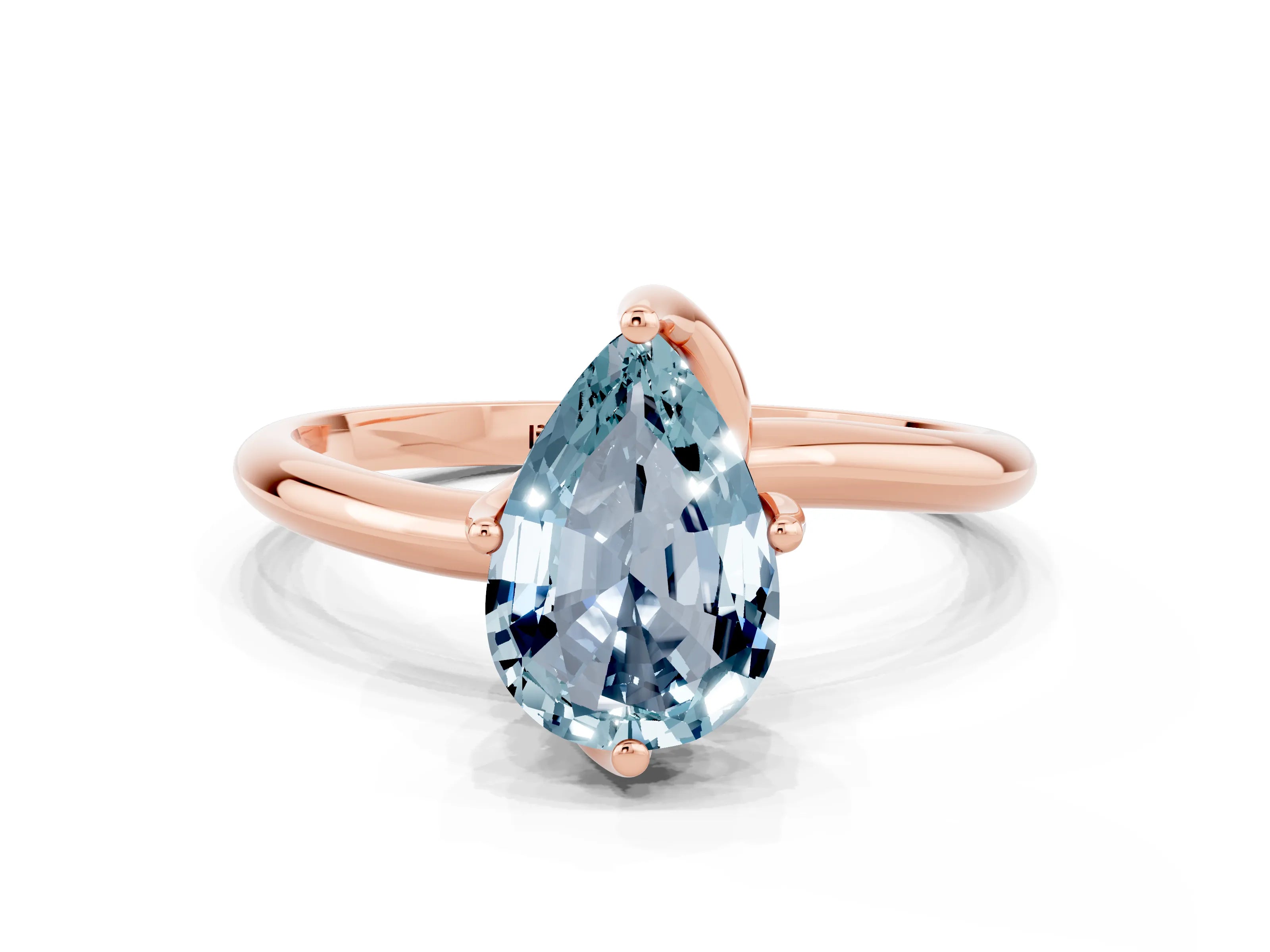 Rose gold Pear Cut Aquamarine Solitaire Engagement Ring with Four-Prong Setting and Classic Band_24