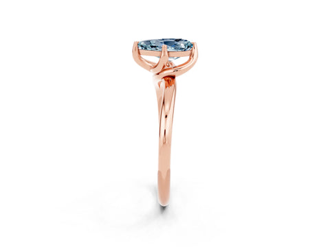 Rose gold Pear Cut Aquamarine Solitaire Engagement Ring with Four-Prong Setting and Classic Band_26
